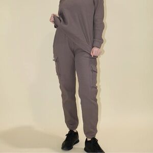 Brown Waffle Cargo Joggers